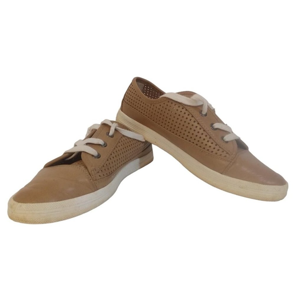 Calvin Klein Jeans Shoes Women's Size 8 Beige Marigold Leather Lace Up Low Top